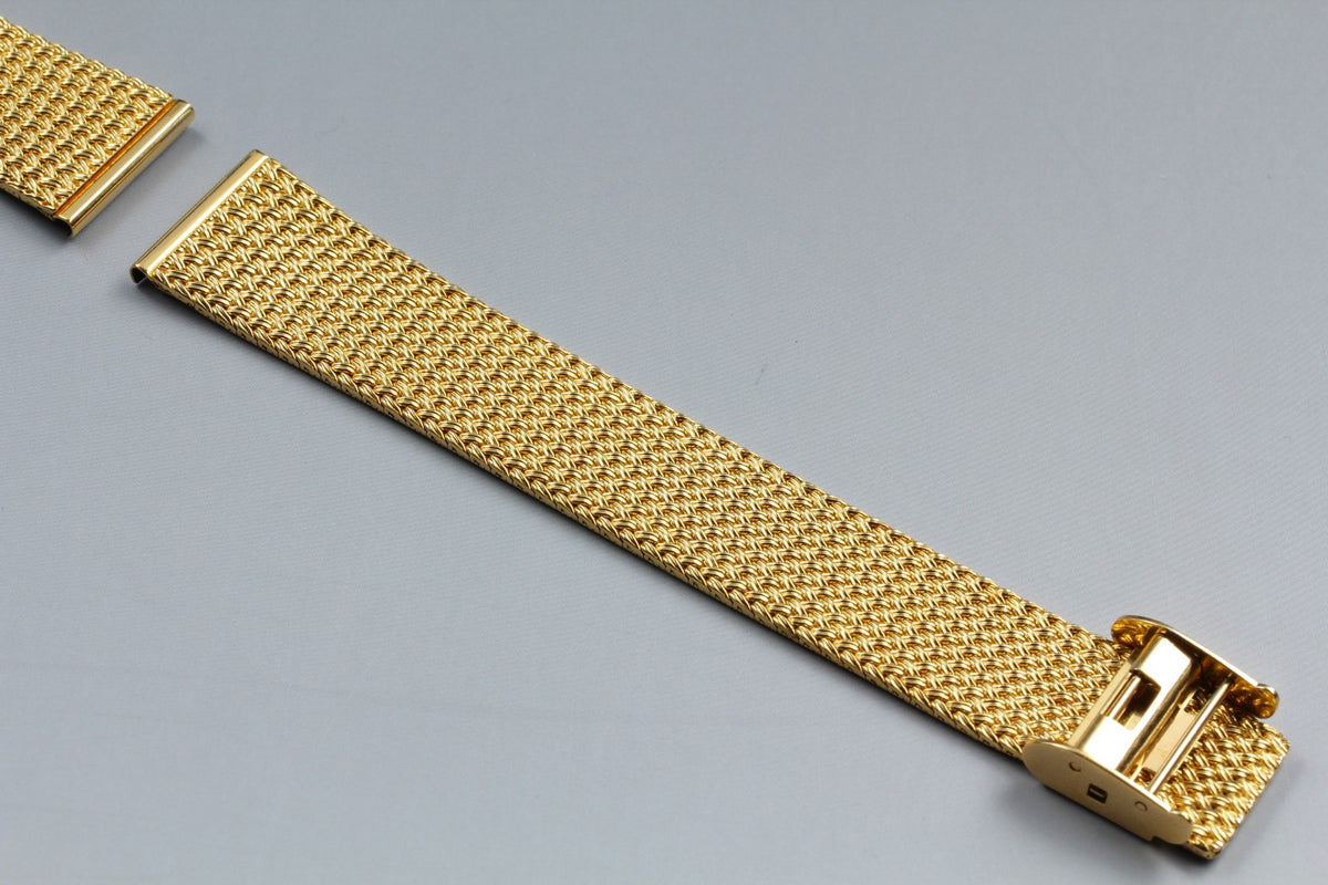 Near MINT OMEGA Milanese/Mesh Band 18mm Gold Plated Bracelet Men's Vintage