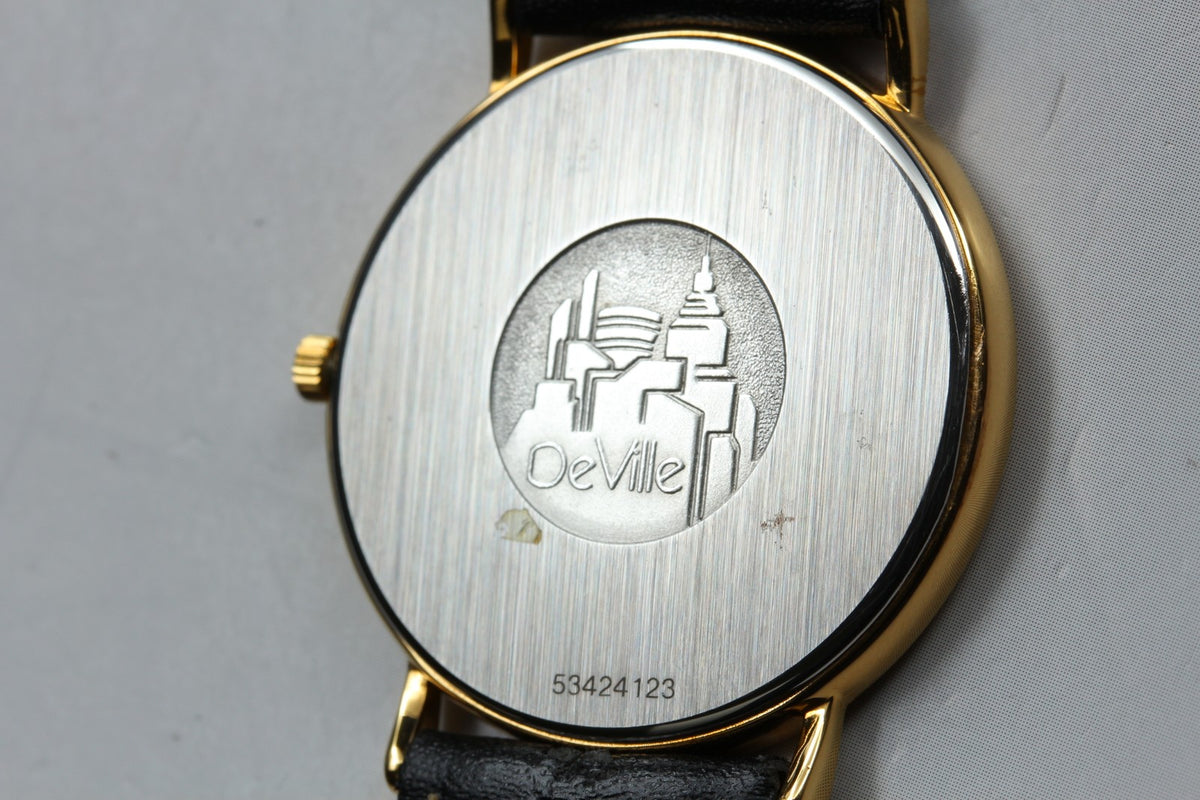 1991 Near MINT/Box, Paper OMEGA De Ville 32mm 195.0075.2 Quartz Gold Men Vintage