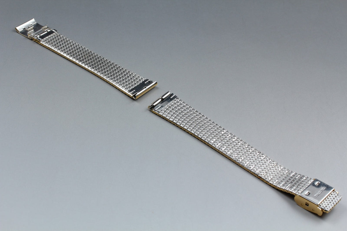 Near MINT OMEGA Milanese/Mesh Band 18mm Gold Plated Bracelet Men's Vintage