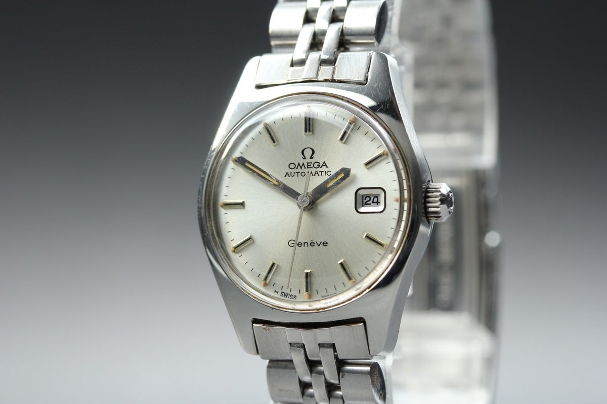 1974 MINT OMEGA Geneve 24mm 566.036 Automatic Silver Dial Women's Watch Vintage