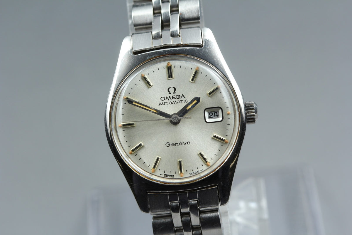 1974 MINT OMEGA Geneve 24mm 566.036 Automatic Silver Dial Women's Watch Vintage