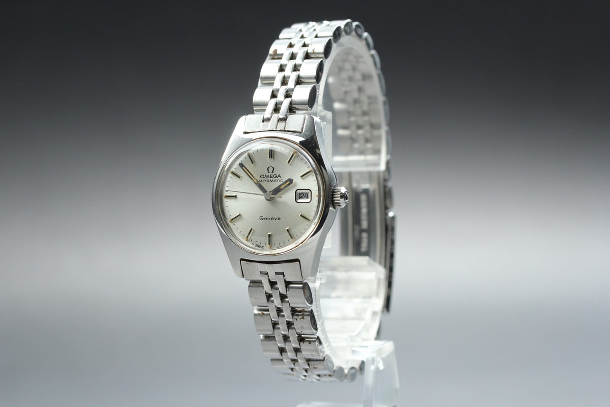 1974 MINT OMEGA Geneve 24mm 566.036 Automatic Silver Dial Women's Watch Vintage