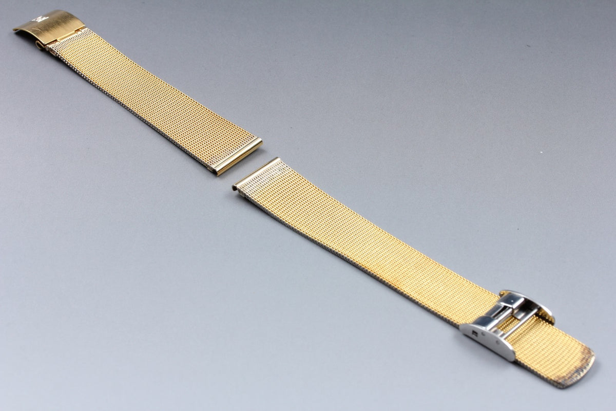 Near MINT OMEGA Milanese/Mesh Band 18mm 2057 Gold Plated Bracelet Men's Vintage