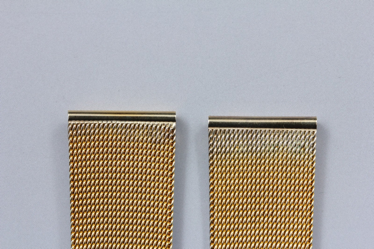Near MINT OMEGA Milanese/Mesh Band 18mm 2057 Gold Plated Bracelet Men's Vintage
