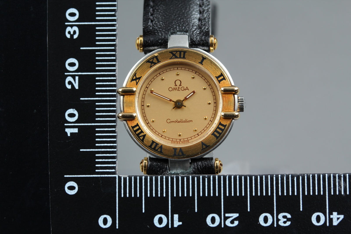 1989 Near MINT OMEGA Constellation 23mm 595.1080 Quartz Gold Dial Women Vintage
