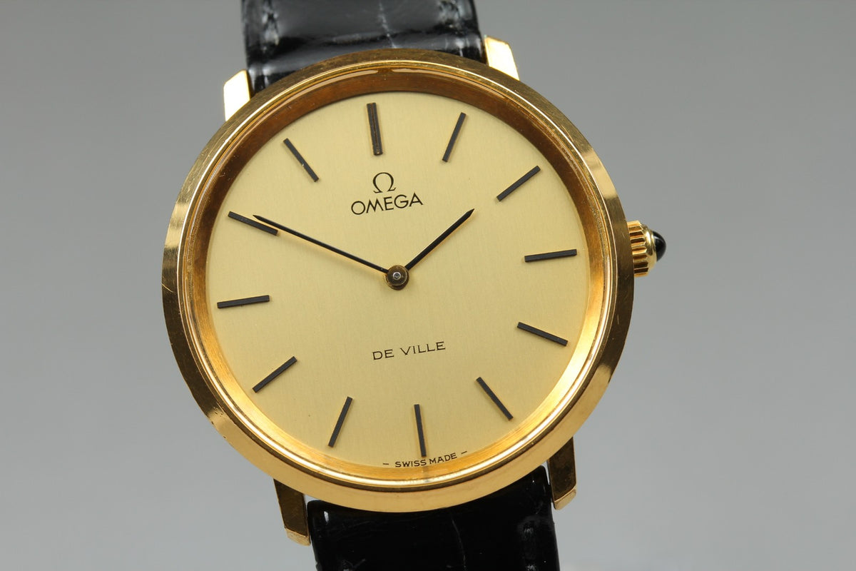 1977 Near MINT OMEGA De Ville 33mm 111.0107 Manual Gold Dial Men's Watch Vintage