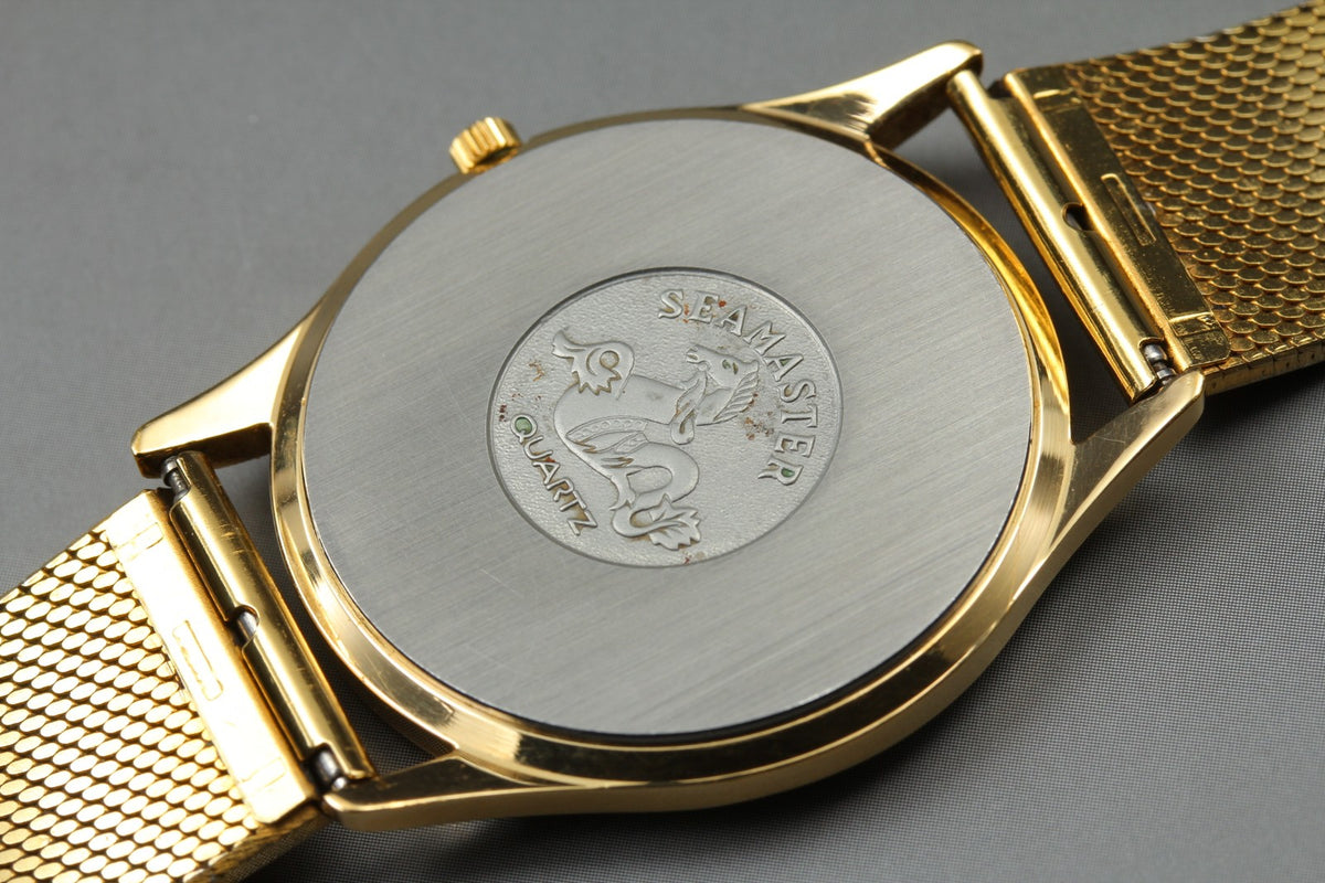 1984 Near MINT OMEGA Seamaster 33mm 196.0251 Quartz Gold Roman Dial Men Vintage