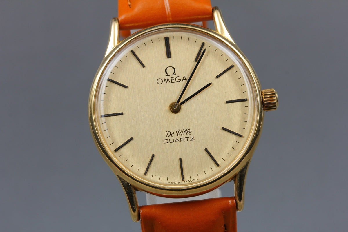 1977 Near MINT/Box, Paper OMEGA De Ville 31mm 191.0072 Quartz Gold Men's Vintage