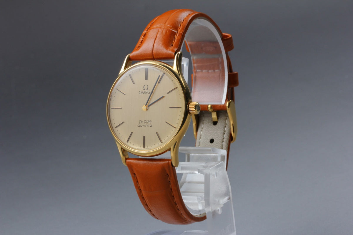 1977 Near MINT/Box, Paper OMEGA De Ville 31mm 191.0072 Quartz Gold Men's Vintage