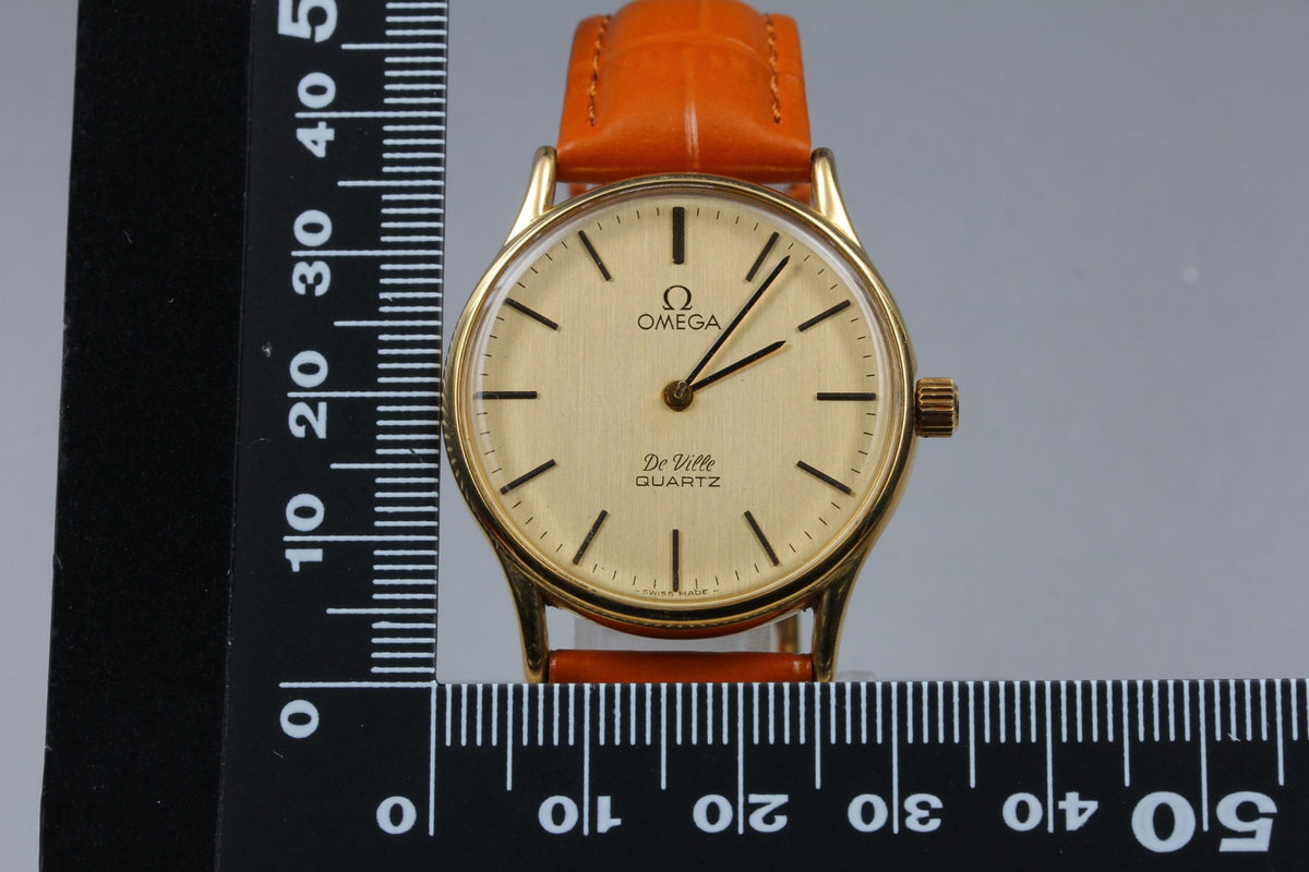 1977 Near MINT/Box, Paper OMEGA De Ville 31mm 191.0072 Quartz Gold Men's Vintage