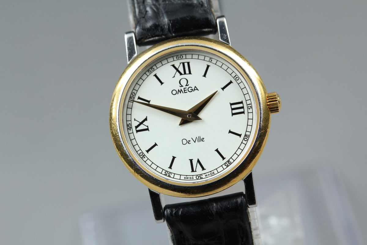 1998 Full Set/Near MINT OMEGA De Ville 23mm 595.1111 Quartz Roman Women Vintage