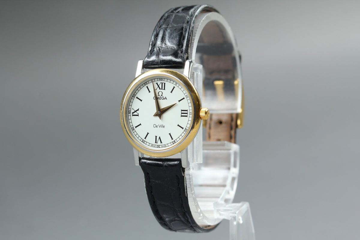 1998 Full Set/Near MINT OMEGA De Ville 23mm 595.1111 Quartz Roman Women Vintage