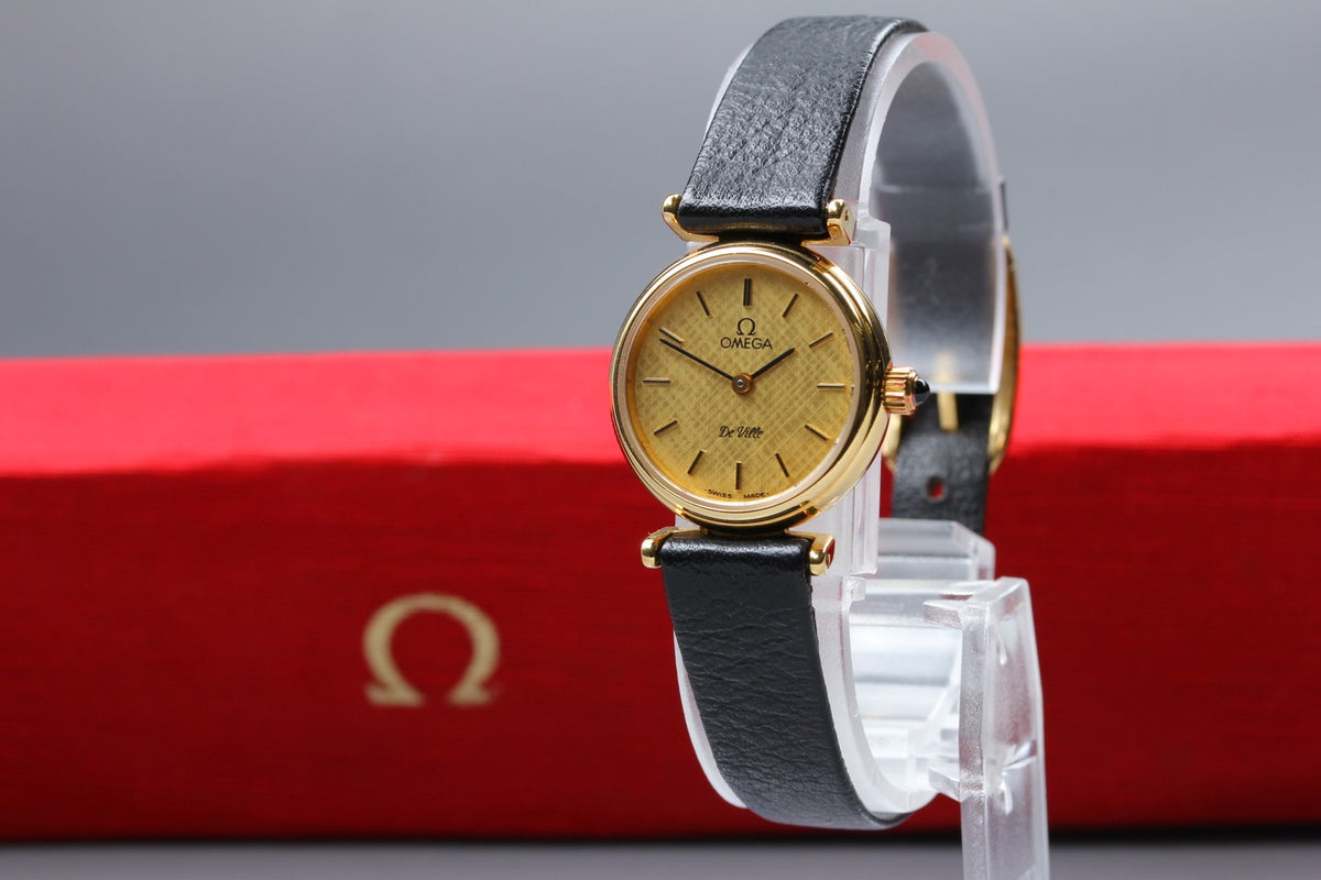 1979 MINT / Box OMEGA De Ville 21mm 511.0565 Manual Gold Dial Women's Vintage