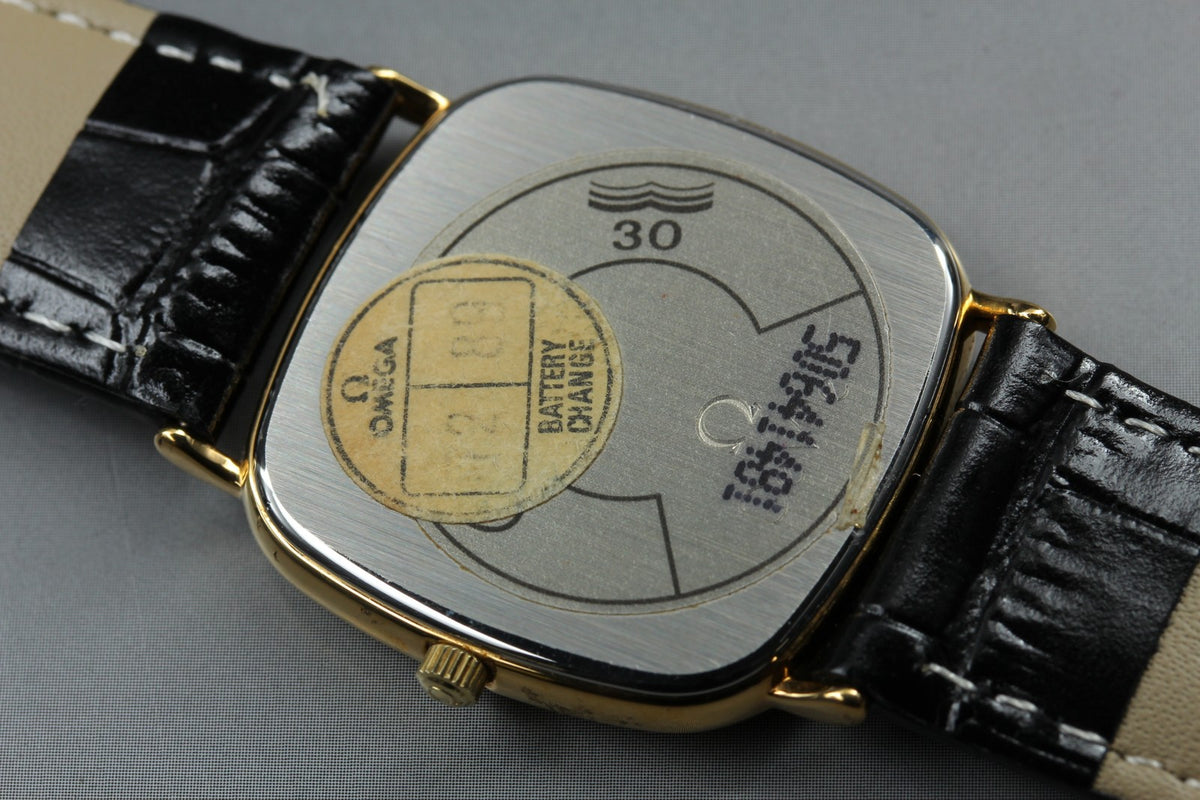 1986 OMEGA De Ville 30mm 195.0077.2 Quartz White Arabic Dial Men's Vintage Exc+5