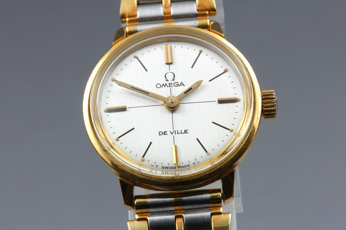 Near MINT OMEGA De Ville 22mm 515.007 Manual Silver Crosshair Dial Women Vintage