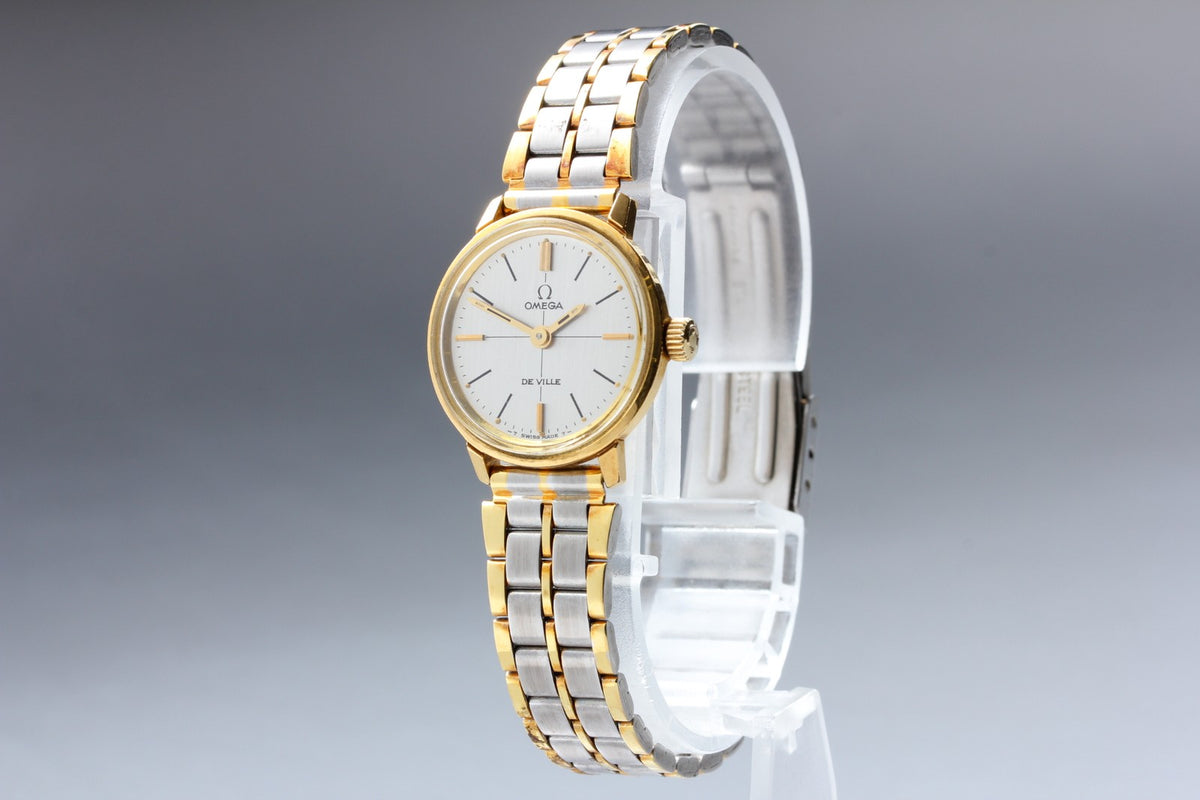 Near MINT OMEGA De Ville 22mm 515.007 Manual Silver Crosshair Dial Women Vintage