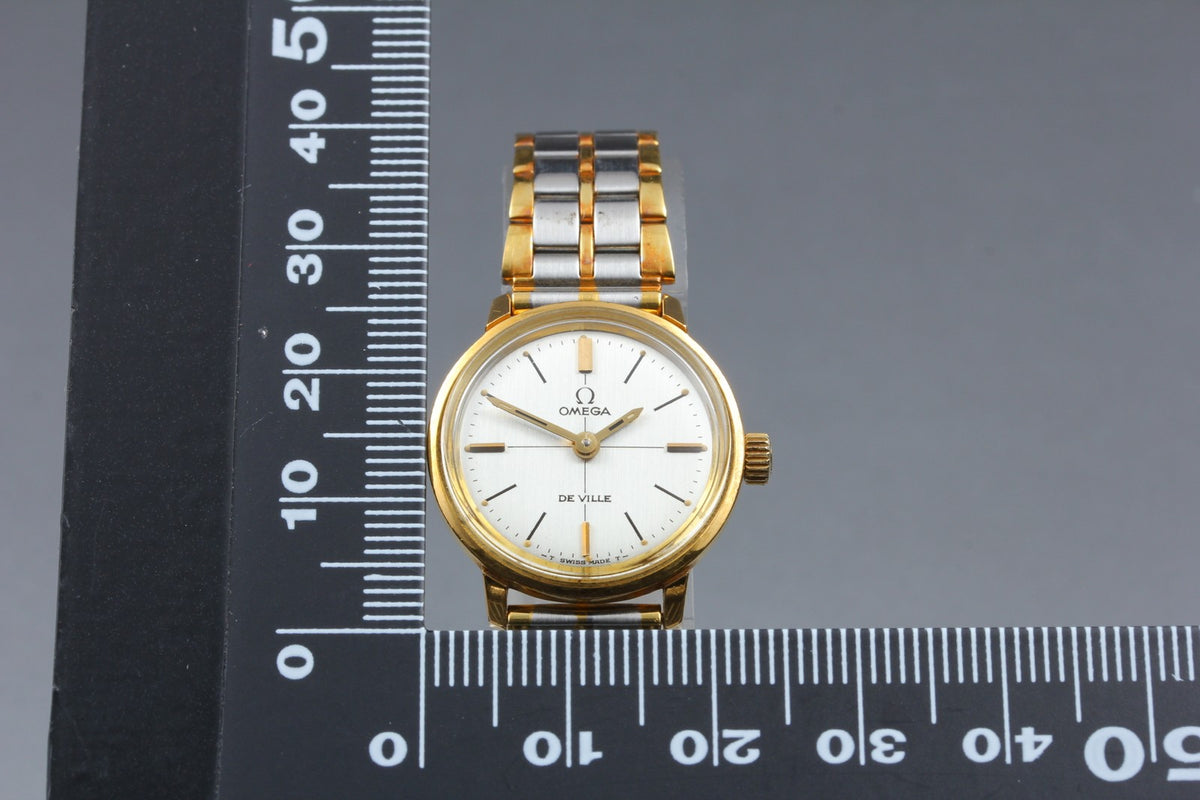 Near MINT OMEGA De Ville 22mm 515.007 Manual Silver Crosshair Dial Women Vintage