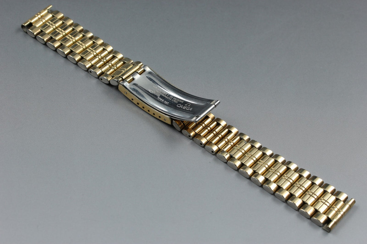 Near MINT OMEGA Bracelet 19mm FF137/1069 Gold Plated Men's Watch Band Vintage