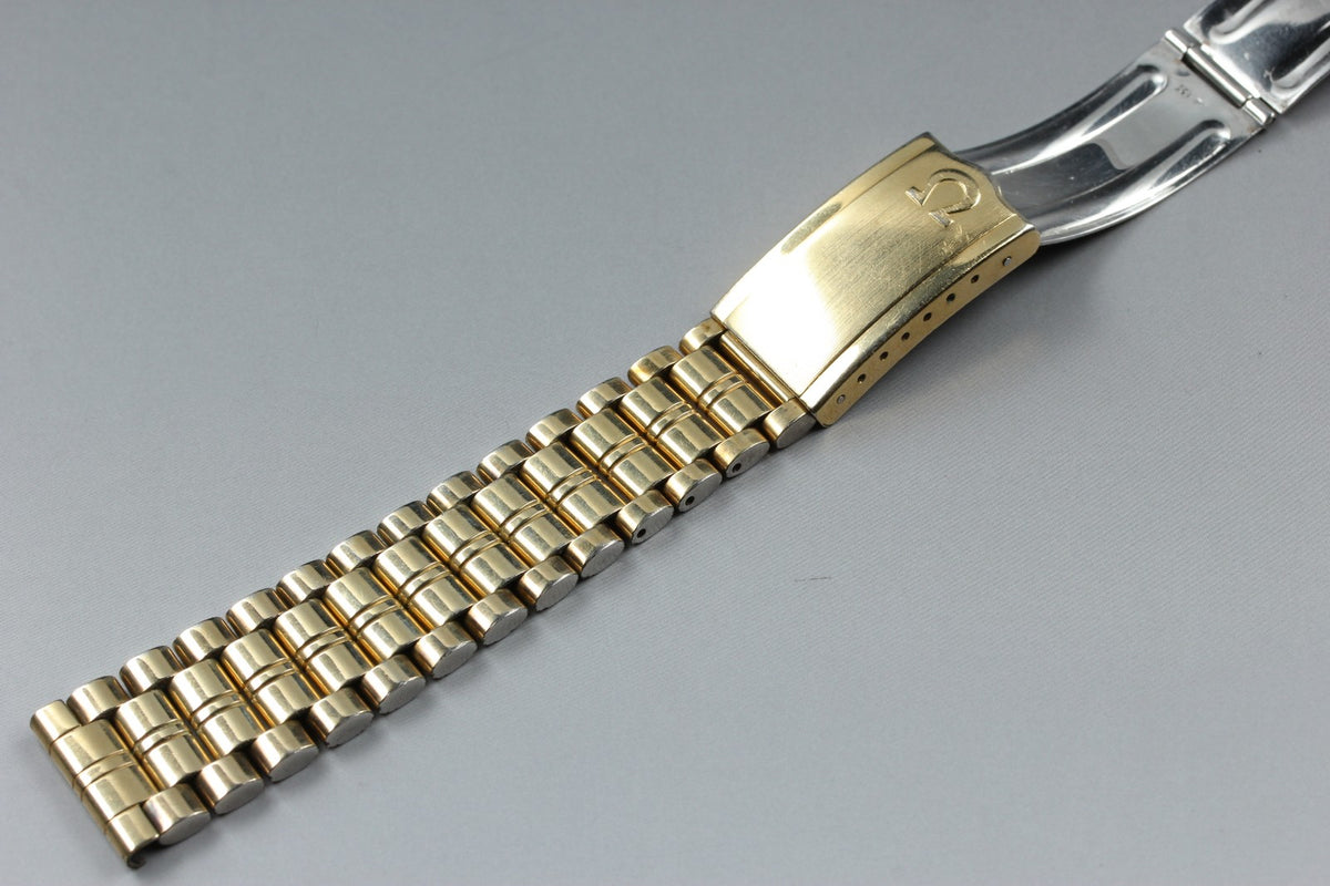 Near MINT OMEGA Bracelet 19mm FF137/1069 Gold Plated Men's Watch Band Vintage