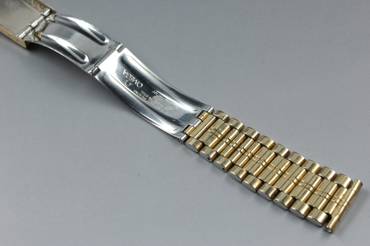 Near MINT OMEGA Bracelet 19mm FF137/1069 Gold Plated Men's Watch Band Vintage