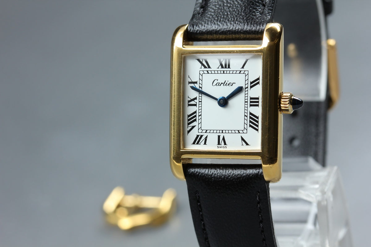 1970s Near MINT Cartier Pre Must Tank SM 20mm Manual White Roman Women's Vintage