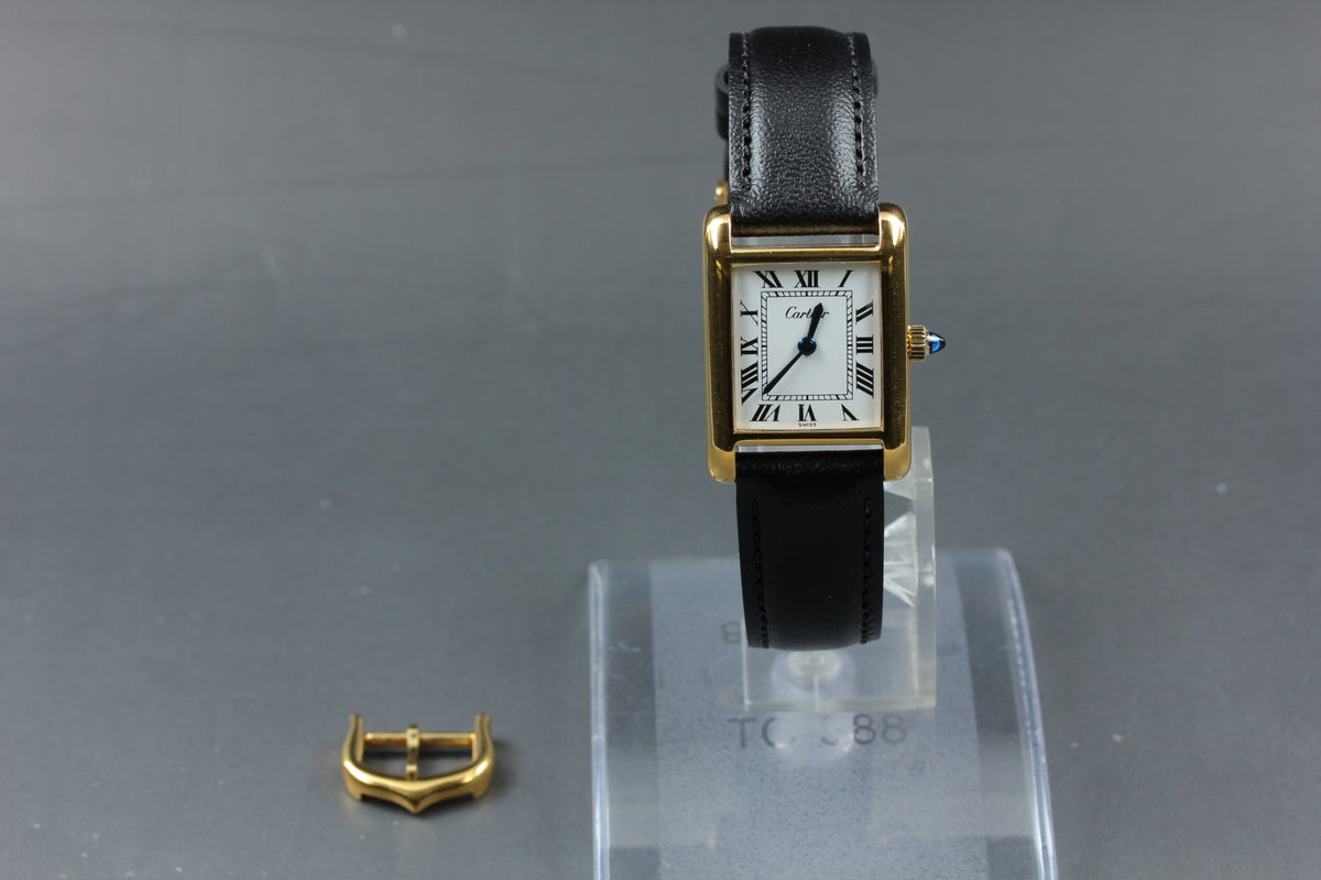 1970s Near MINT Cartier Pre Must Tank SM 20mm Manual White Roman Women's Vintage