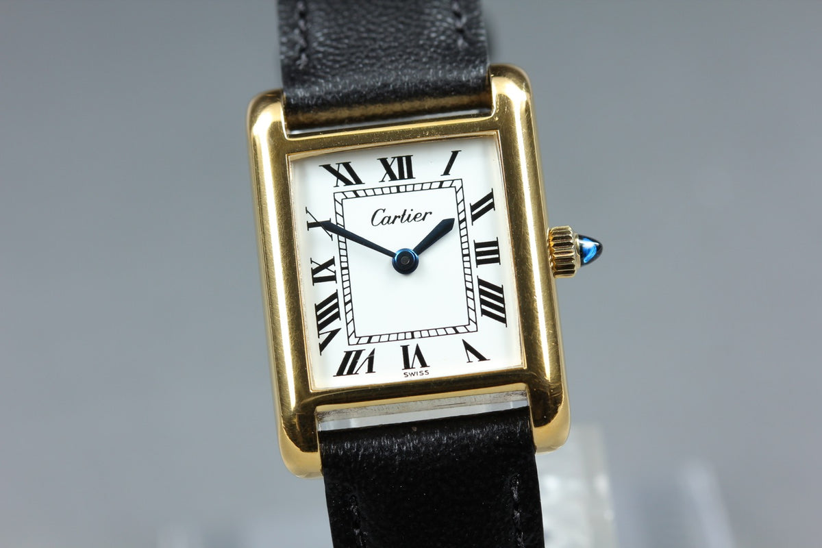 1970s Near MINT Cartier Pre Must Tank SM 20mm Manual White Roman Women's Vintage