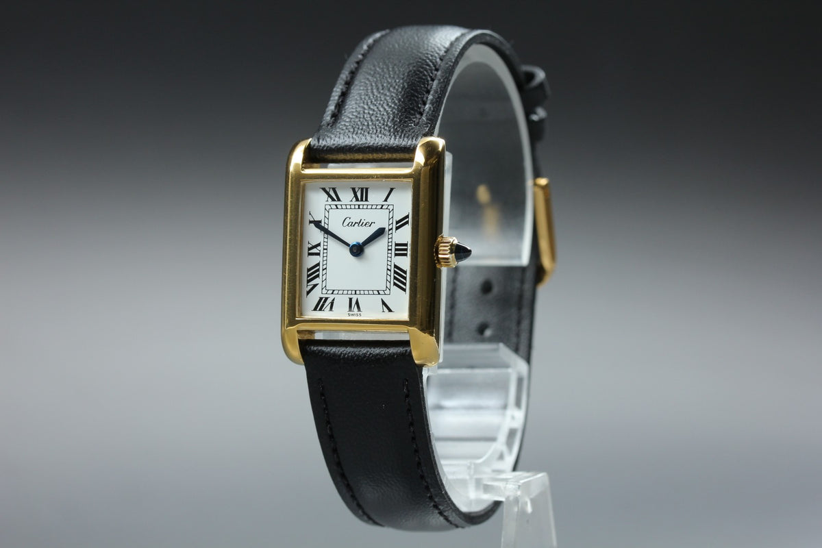 1970s Near MINT Cartier Pre Must Tank SM 20mm Manual White Roman Women's Vintage