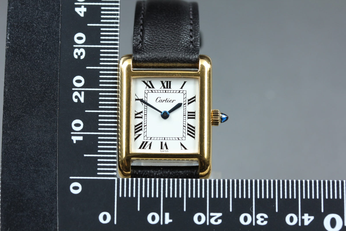 1970s Near MINT Cartier Pre Must Tank SM 20mm Manual White Roman Women's Vintage
