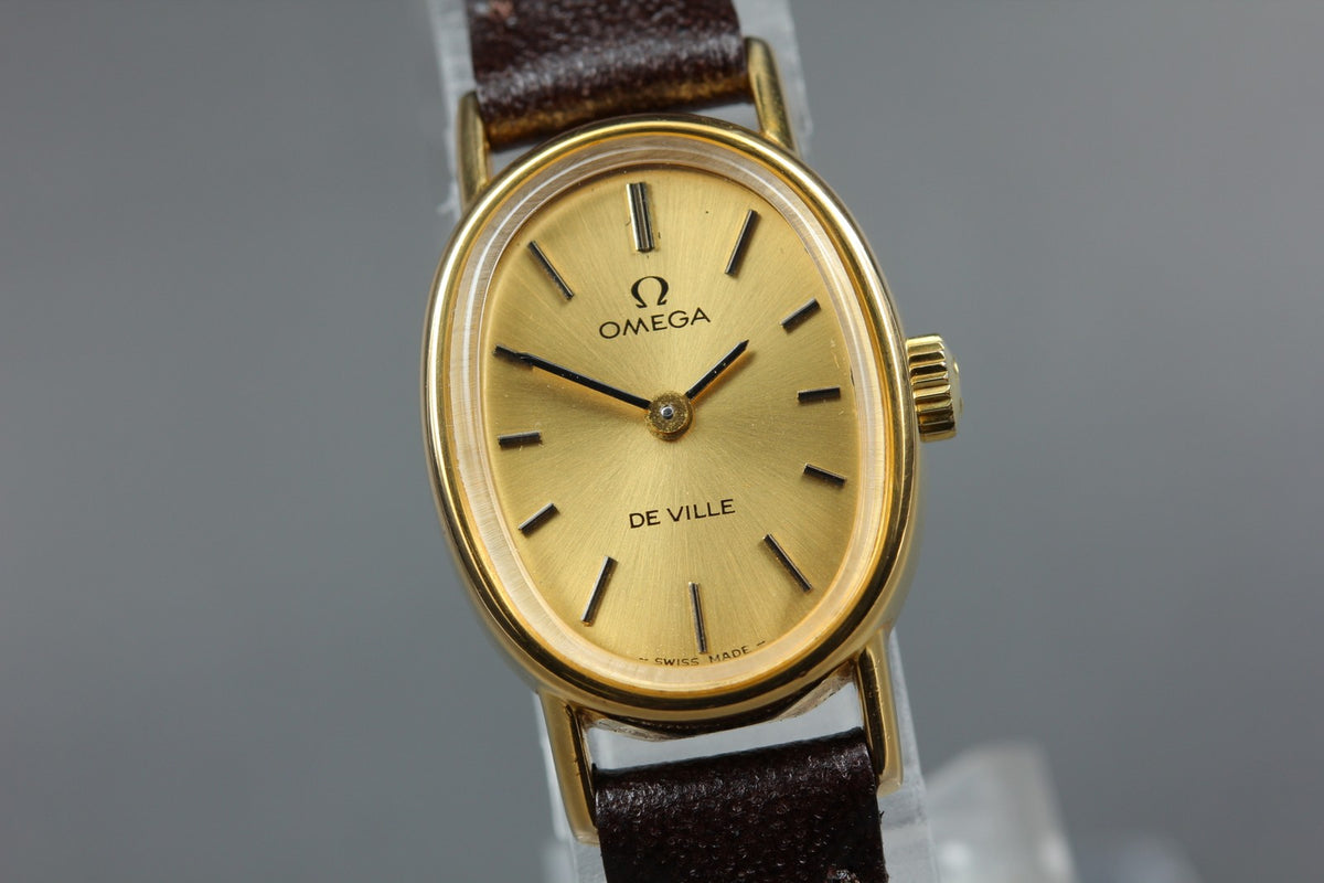 1977 Near MINT OMEGA De Ville 18mm 511.0553 Manual Gold Dial Women's Vintage