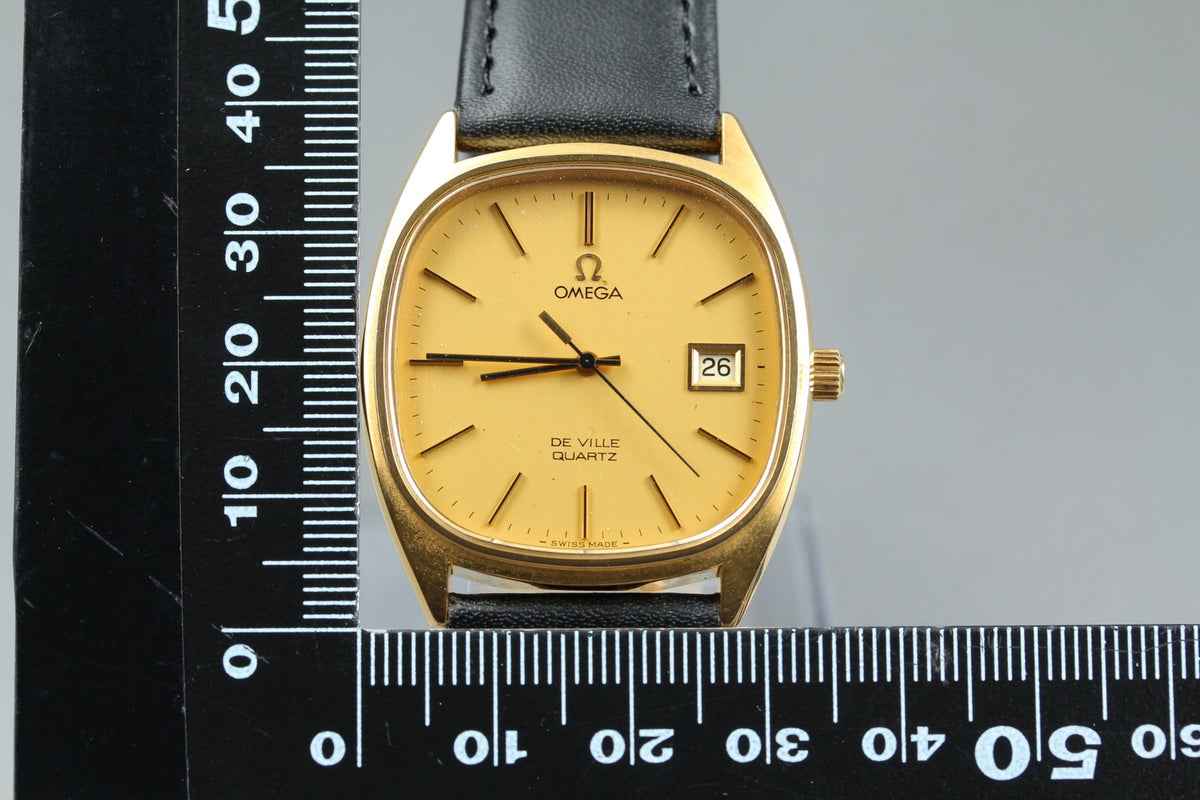 1979 Near MINT OMEGA De Ville 34mm 192.0034 Quartz Gold Dial Men's Watch Vintage