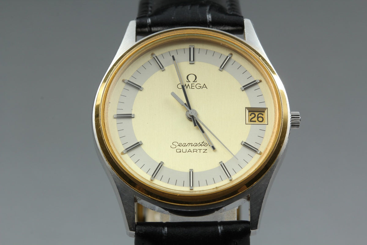 1980 Near MINT OMEGA Seamaster 34mm 196.0216 Quartz Champagne Dial Men's Vintage