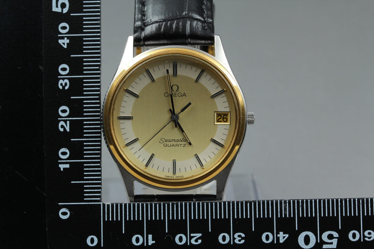 1980 Near MINT OMEGA Seamaster 34mm 196.0216 Quartz Champagne Dial Men's Vintage