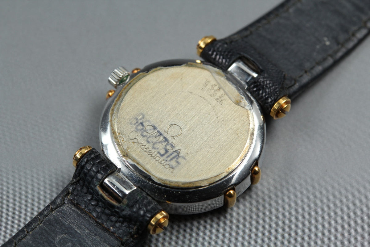 1986 Near MINT OMEGA Constellation 22mm 595.1080 Quartz Gold Dial Women Vintage