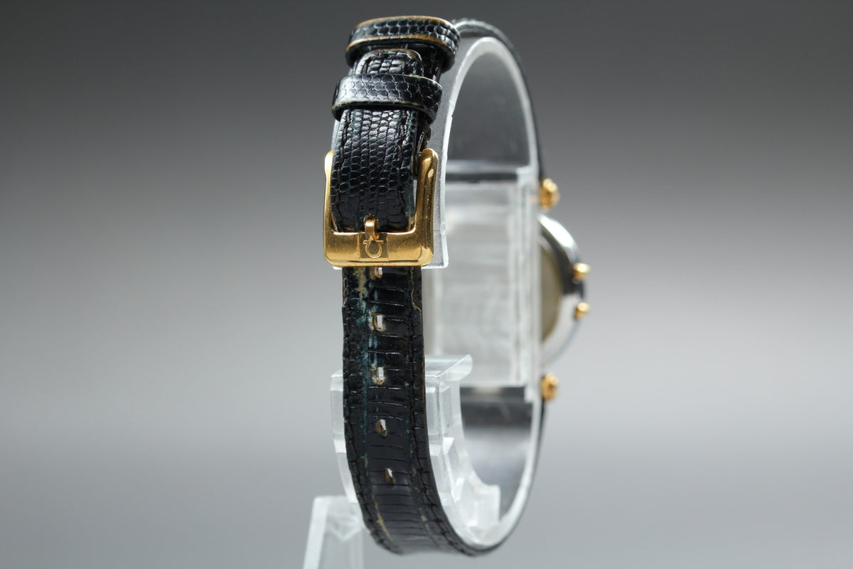1986 Near MINT OMEGA Constellation 22mm 595.1080 Quartz Gold Dial Women Vintage