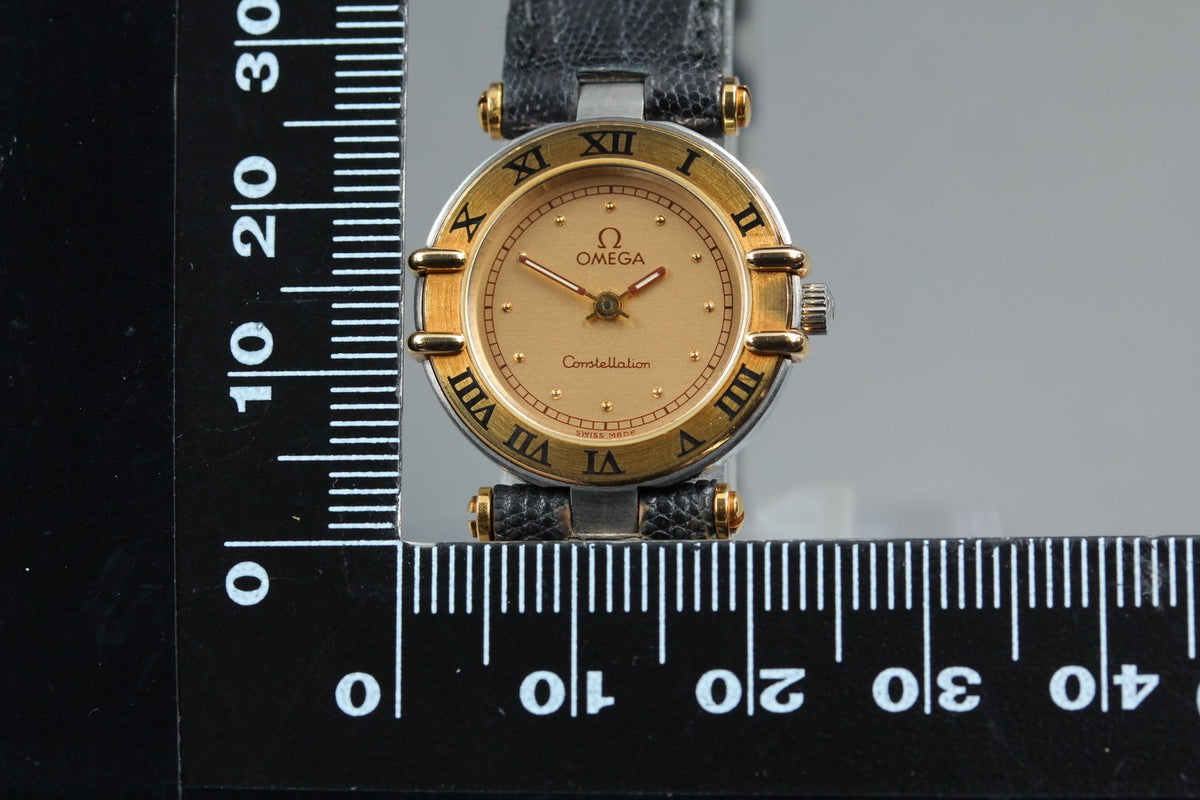 1986 Near MINT OMEGA Constellation 22mm 595.1080 Quartz Gold Dial Women Vintage