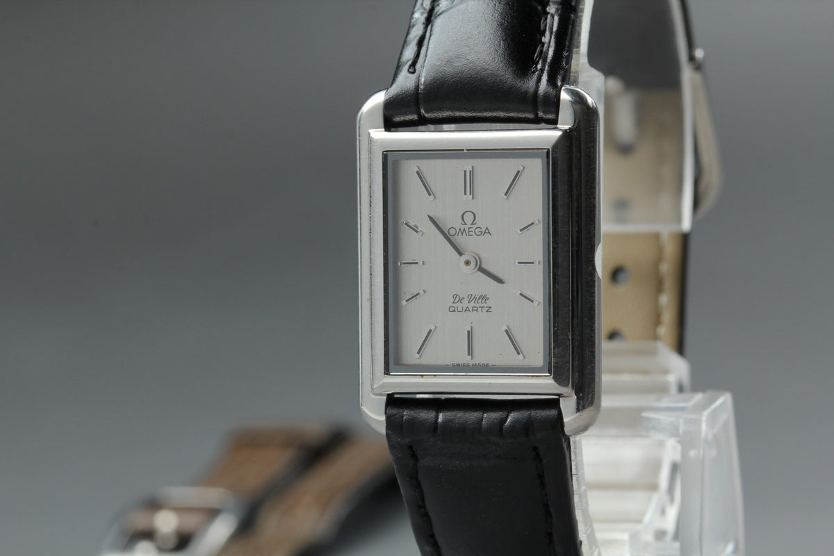 1980 Near MINT OMEGA De Ville 20mm 591.0029 Quartz Silver Tank Women's Vintage
