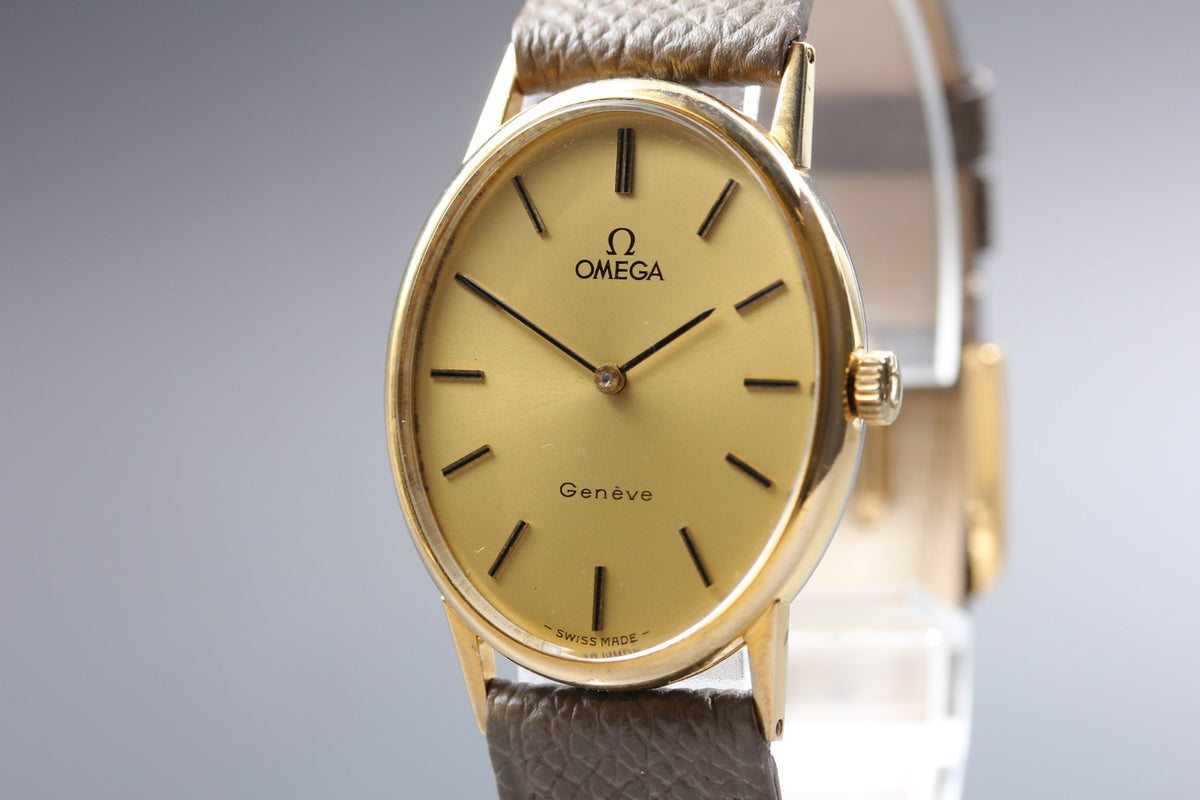 1972 Near MINT OMEGA Geneve 29mm 511.416 Manual Gold Dial Unisex Watch Vintage
