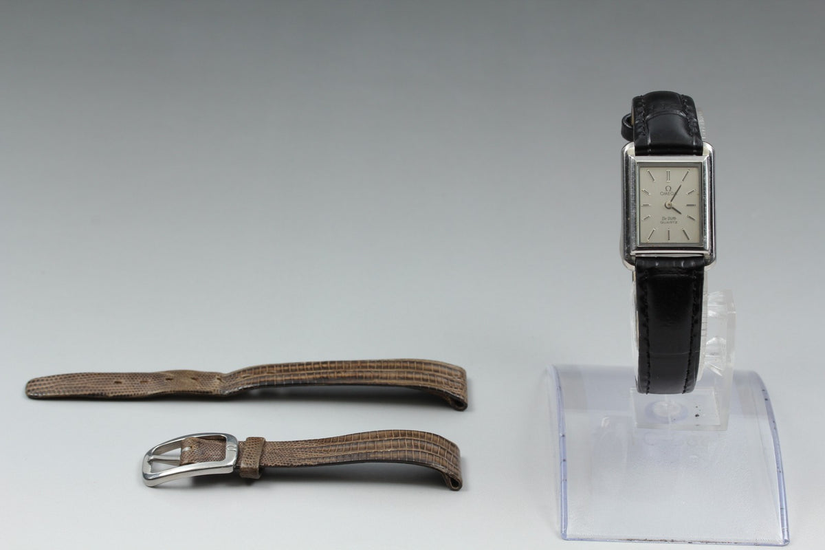 1980 Near MINT OMEGA De Ville 20mm 591.0029 Quartz Silver Tank Women's Vintage