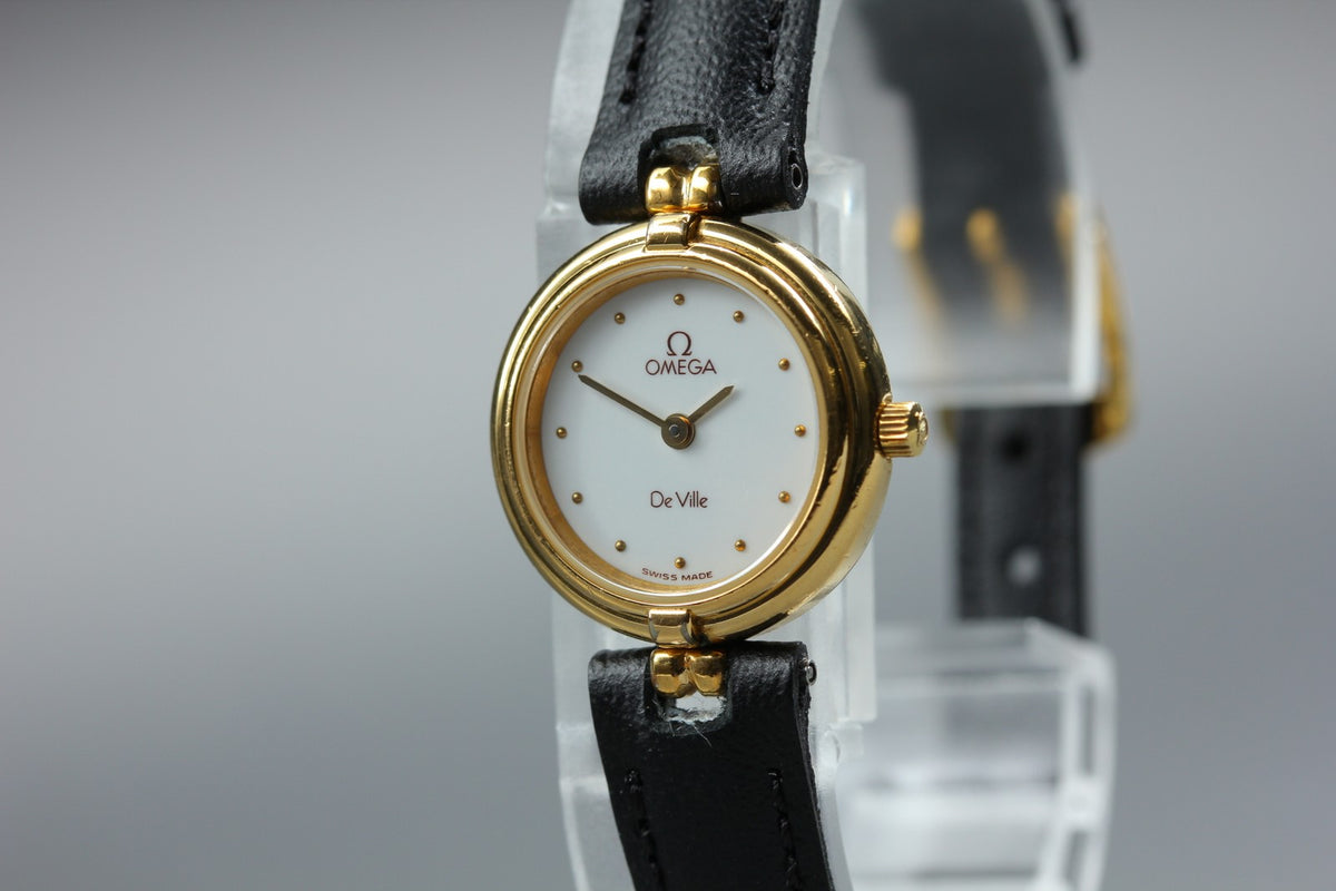 1985 Near MINT OMEGA De Ville 20mm 595.0080 Quartz White Dial Women's Vintage