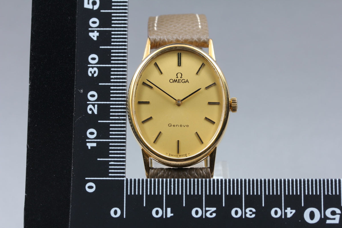 1972 Near MINT OMEGA Geneve 29mm 511.416 Manual Gold Dial Unisex Watch Vintage