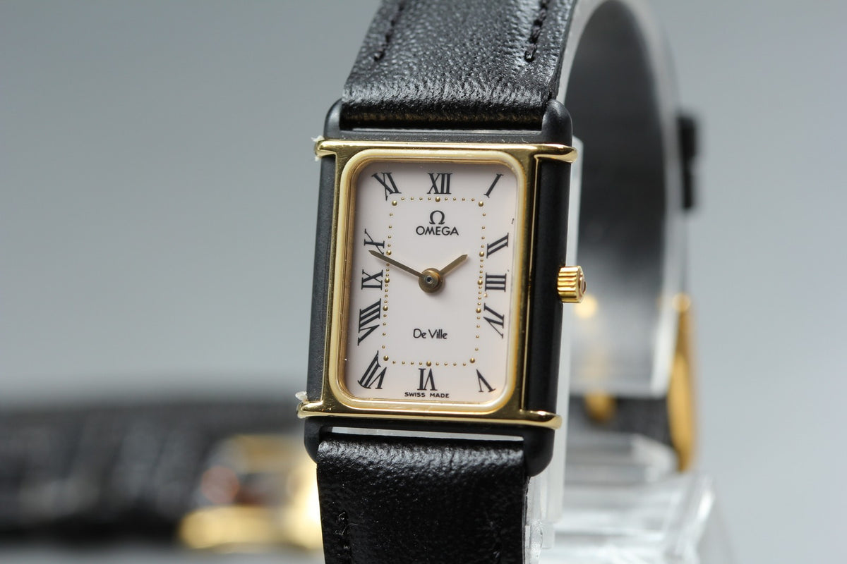 1984 Near MINT OMEGA De Ville 17mm 591.0310 Quartz Roman Tank Women's Vintage