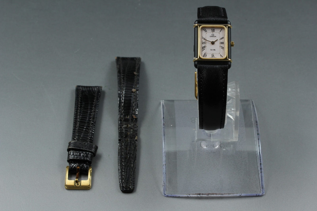 1984 Near MINT OMEGA De Ville 17mm 591.0310 Quartz Roman Tank Women's Vintage