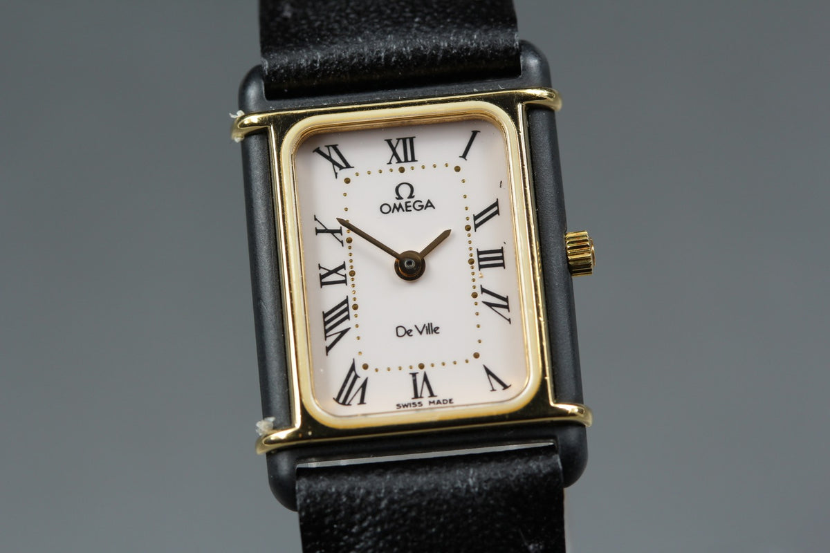 1984 Near MINT OMEGA De Ville 17mm 591.0310 Quartz Roman Tank Women's Vintage