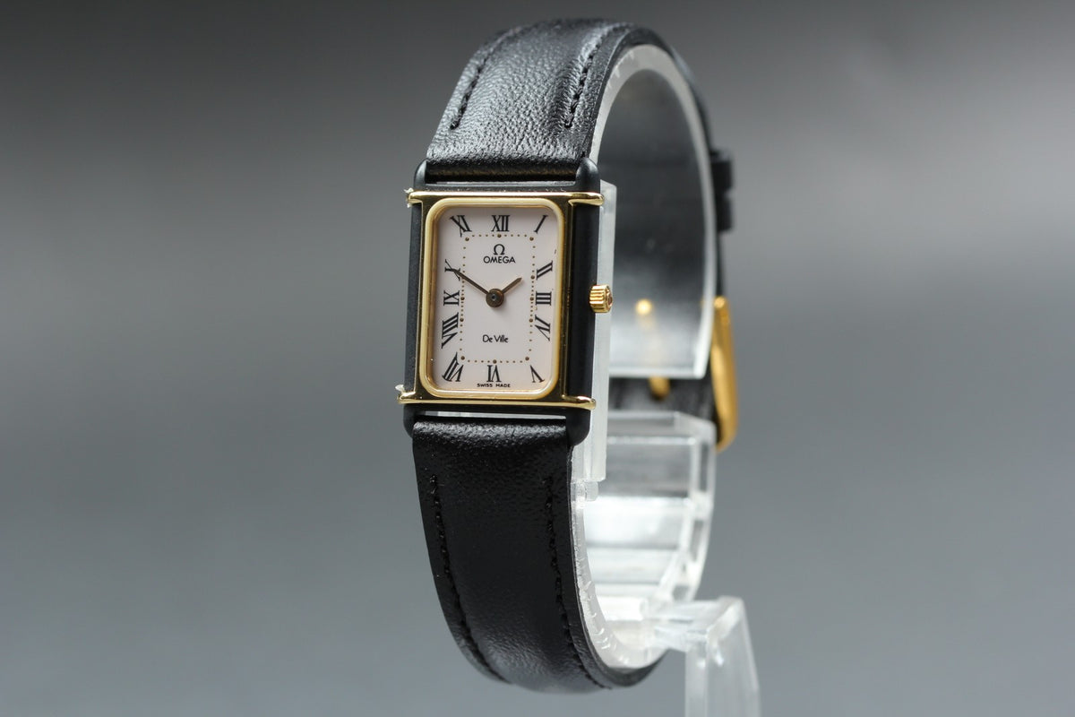 1984 Near MINT OMEGA De Ville 17mm 591.0310 Quartz Roman Tank Women's Vintage