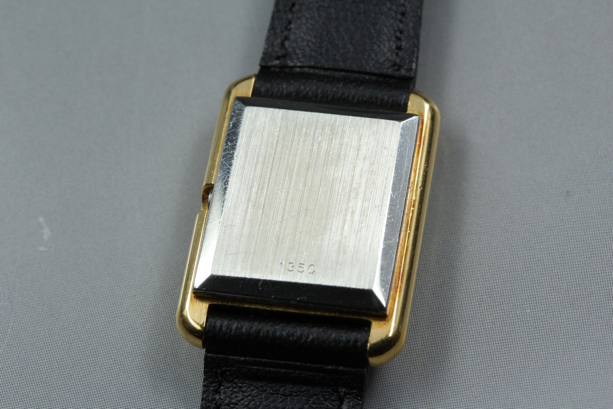 1980 Near MINT OMEGA De Ville 20mm 591.0029 Quartz Black Dial Tank Women Vintage