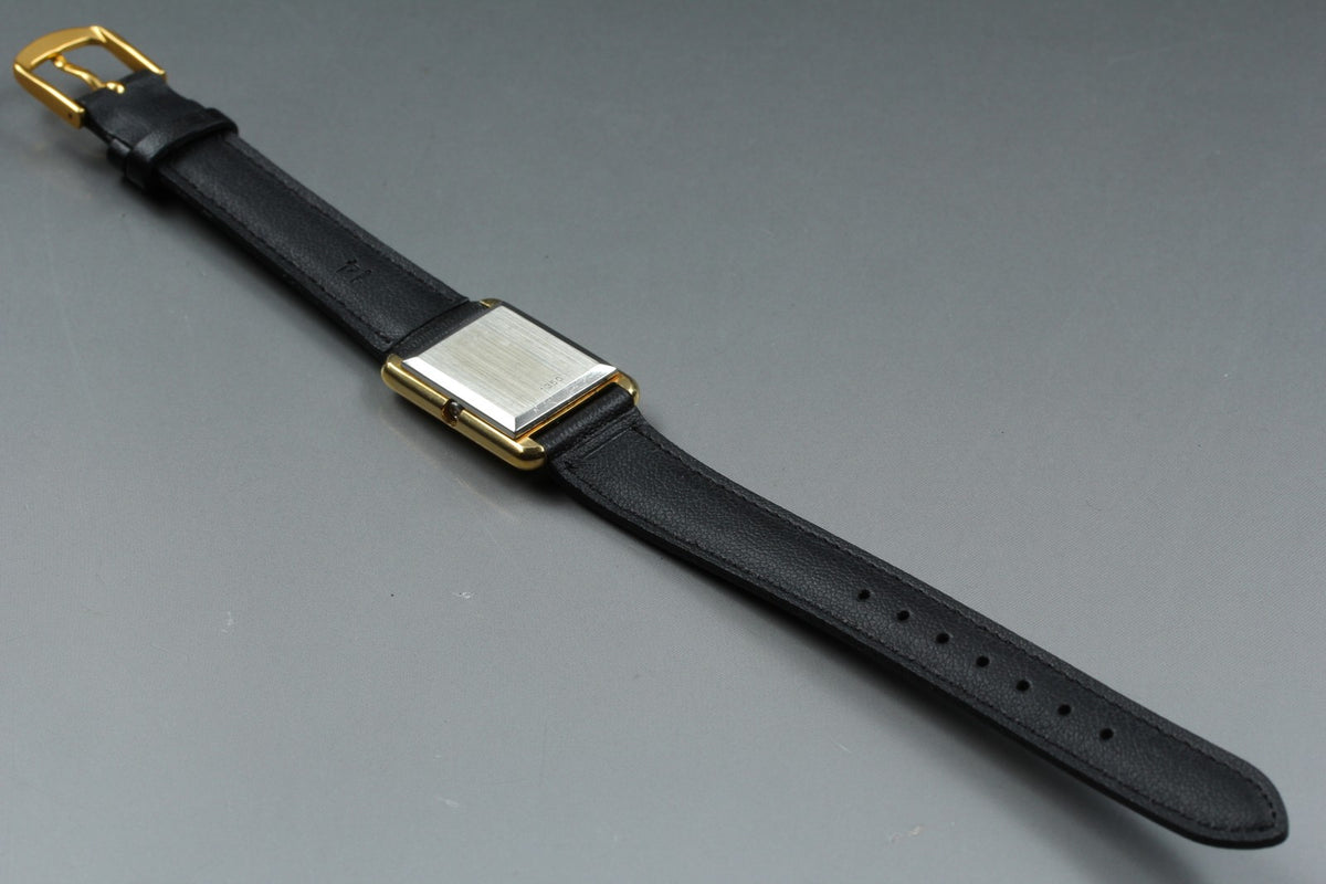 1980 Near MINT OMEGA De Ville 20mm 591.0029 Quartz Black Dial Tank Women Vintage